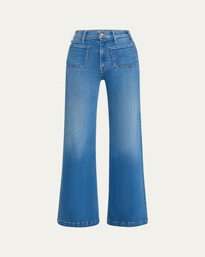 Mother The Hustler Roller High-rise Wide-leg Jeans In Blue