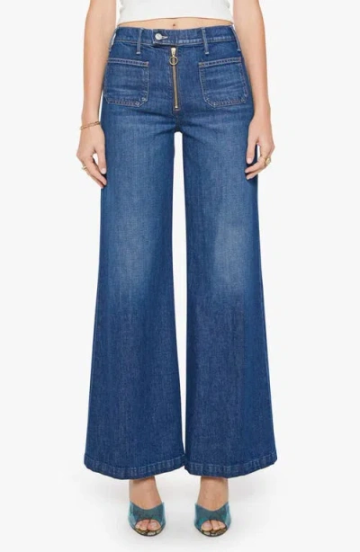 Mother The Patch Pocket Hustler Roller Exposed Zip Heel Made In Shade Jeans In Blue