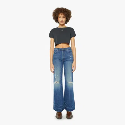 Mother The Hustler Roller Skimp Fray Disturbing The Peace Jeans In Blue - Size 25