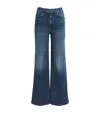 Mother Faded Blue Flared Jeans In Blue
