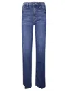 Mother Wide-leg Trousers With Elasticized Fit And Contrast Stitching In Blue