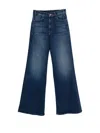 Mother Jeans The Rerun Zip Sneak With Belt Loops And Logo Embroidery On The Back In Blue Denim For Women In Blue