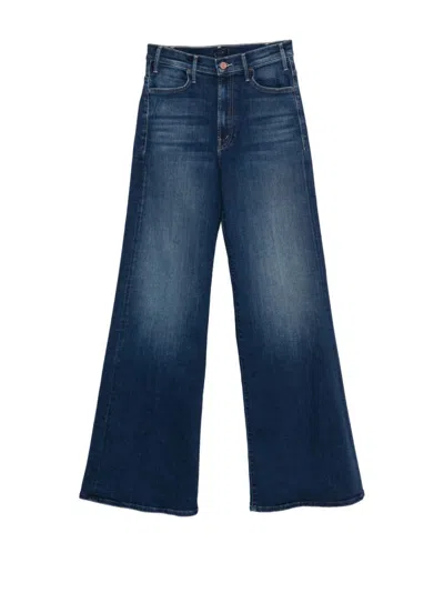 Mother Jeans The Rerun Zip Sneak With Belt Loops And Logo Embroidery On The Back In Blue Denim For Women