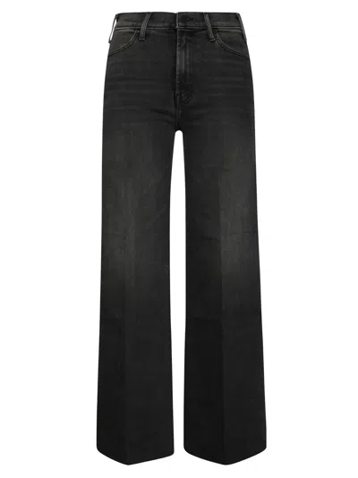 Mother The Hustler Roller Sneak Fray Jeans In Black
