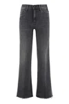 Mother Jeans Hustler Roller Sneak Fray In Gray