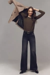 Mother The Hustler Roller Sneak High-rise Wide-leg Jeans In Grey