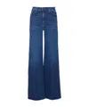 Mother Wide-leg Trousers With Elasticized Fit And Contrast Stitching In Blue
