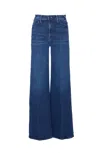 Mother Wide-leg Trousers With Elasticized Fit And Contrast Stitching In Blue