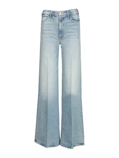 Mother The Hustler Roller Sneak Jeans In Light Blue