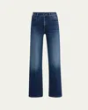 Mother Hustler Roller Sneak High-rise Wide-leg Jeans In Purple
