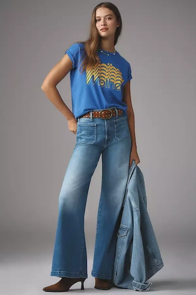 Mother The Hustler Roller Sneak Patch Pocket High-rise Wide-leg Jeans In Blue