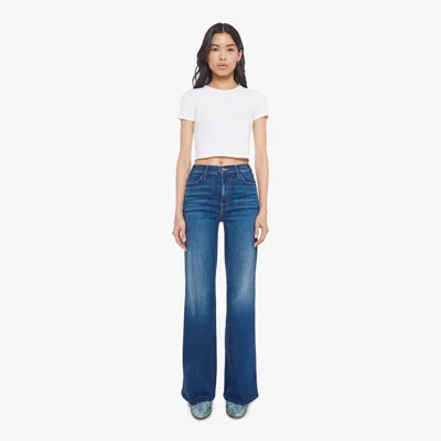 Mother The Hustler Roller Sneak Troublemaker Jeans In Blue