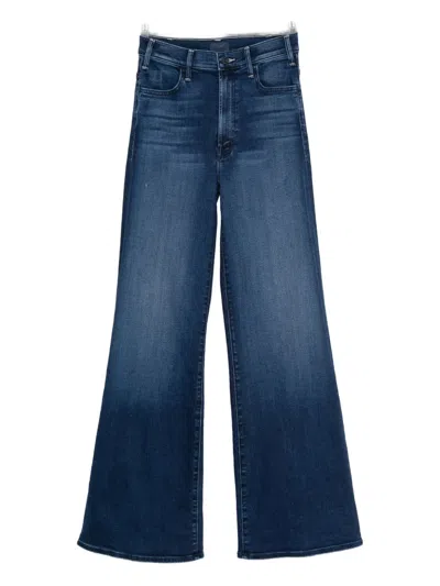 Mother The Hustler Roller Sneak Wash-effect Jeans In Blue