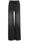 Mother The Roller Sneak Flared Jeans In Black