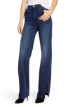 Mother The Hustler Sidewinder High Waist Slit Hem Bootcut Jeans In Tongue And Chic