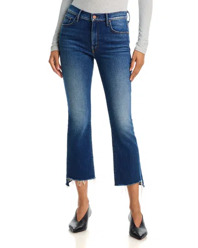 Mother The Insider Ankle Step Fray High Rise Jeans In Cosmic Cowgirl In Blue