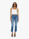 Mother The Outsider Mid Rise Ankle Fray Jeans In Uncharted Waters In Blue