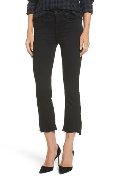 Mother The Hustler Ankle Fray Jeans In Black