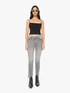Mother The Insider Crop Pointy Fray Catch Me Outside Jeans In Gray