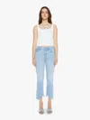 Mother The Insider Crop Pointy Fray Let's Get It Together Jeans In Light Blue