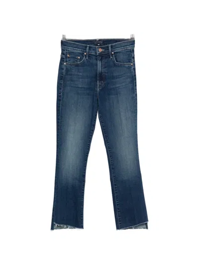 Mother The Insider Crop Step Fray Frayed-hem Jeans In Blue