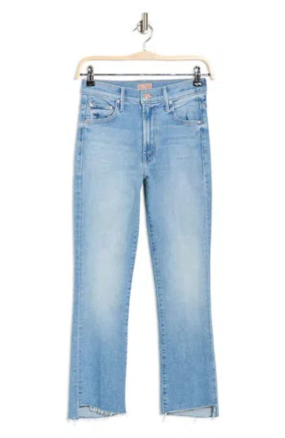 Mother The Insider Crop Step Fray Hem Jeans In Blue