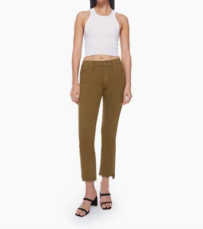 Mother The Insider Crop Step Fray Jean In Fir Green In Black