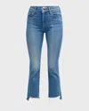 Mother The Insider Crop Step Fray Jeans In Blue