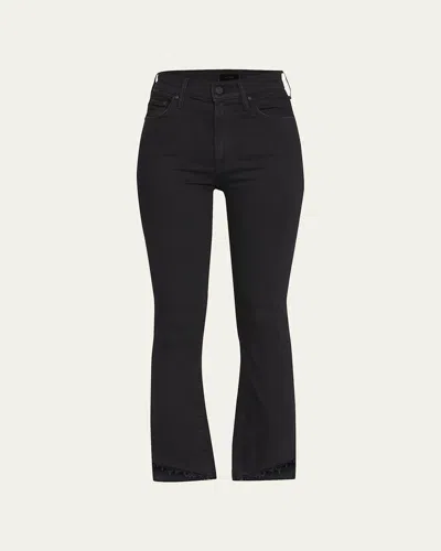 Mother The Insider Crop Step Fray Jeans In Black