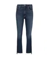 Mother The Insider Crop Step Fray High-rise Bootcut Jeans In Black