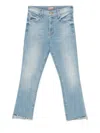Mother The Insider Crop Step Fray Jeans In Blue