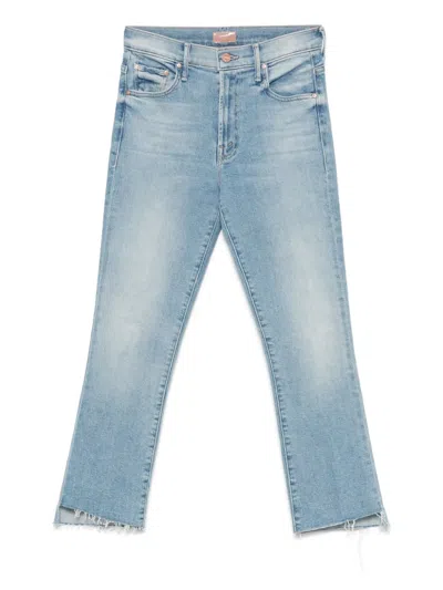 Mother The Insider Crop Step Fray Jeans In Blue