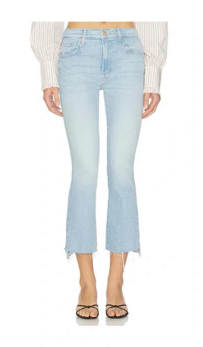 Mother The Insider Crop Step Fray Jeans In Blue