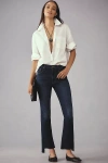 Mother The Insider Crop Step Fray High-rise Bootcut Jeans In Blue