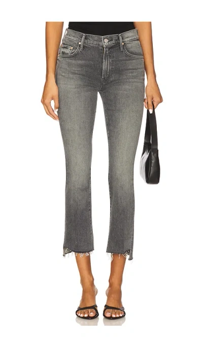Mother The Insider Crop Step Fray Jeans In Gray