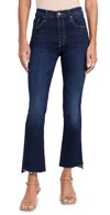 Mother The Insider Crop Step Fray High-rise Bootcut Jeans In Off Limits