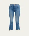 Mother The Insider Crop Step Fray Jeans In Out Of The Blue Out