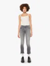 Mother The Insider Crop Step Fray Moshpit Memories Jeans In Gray