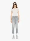 Mother Insider Crop Step Fray Bootcut Jeans In Noted In Gray In Multi
