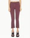 Mother The Insider Crop Step Fray Pants In Mauve Wine In Red