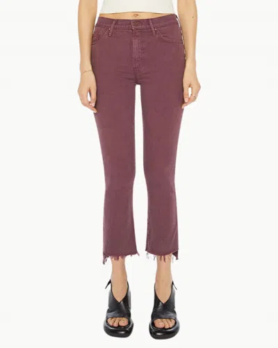Mother The Insider Crop Step Fray Pants In Mauve Wine In Brown