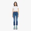 Mother The Insider Crop Step Fray Troublemaker Jeans In Blue