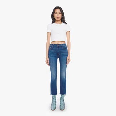 Mother The Insider Crop Step Fray Troublemaker Jeans In Blue
