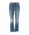 Mother The Insider High Rise Crop Step Fray Bootcut Jeans In Dancing On Coals