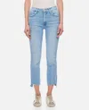 Mother The Insider High Rise Crop Step Fray Bootcut Jeans In Blu Denim Chiaro