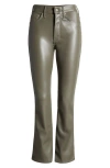 Mother The Insider Flood Faux Leather Pants In Cinder Block - Wax On, Wax Off