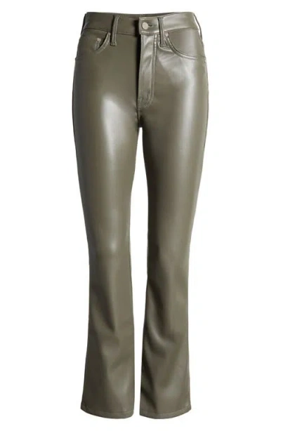 Mother The Insider Flood Cropped Faux Leather Bootcut Pants In Green