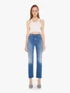 Mother The Insider Flood Fray High Rise Ankle Straight Jeans In We Got The Beat In Blue
