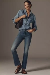 Mother The Insider Flood Mid-rise Fray Jeans In Blue