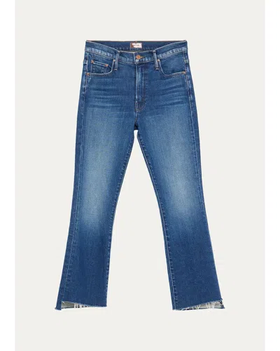 Mother The Insider Frayed Bootcut Ankle Jeans In Blue
